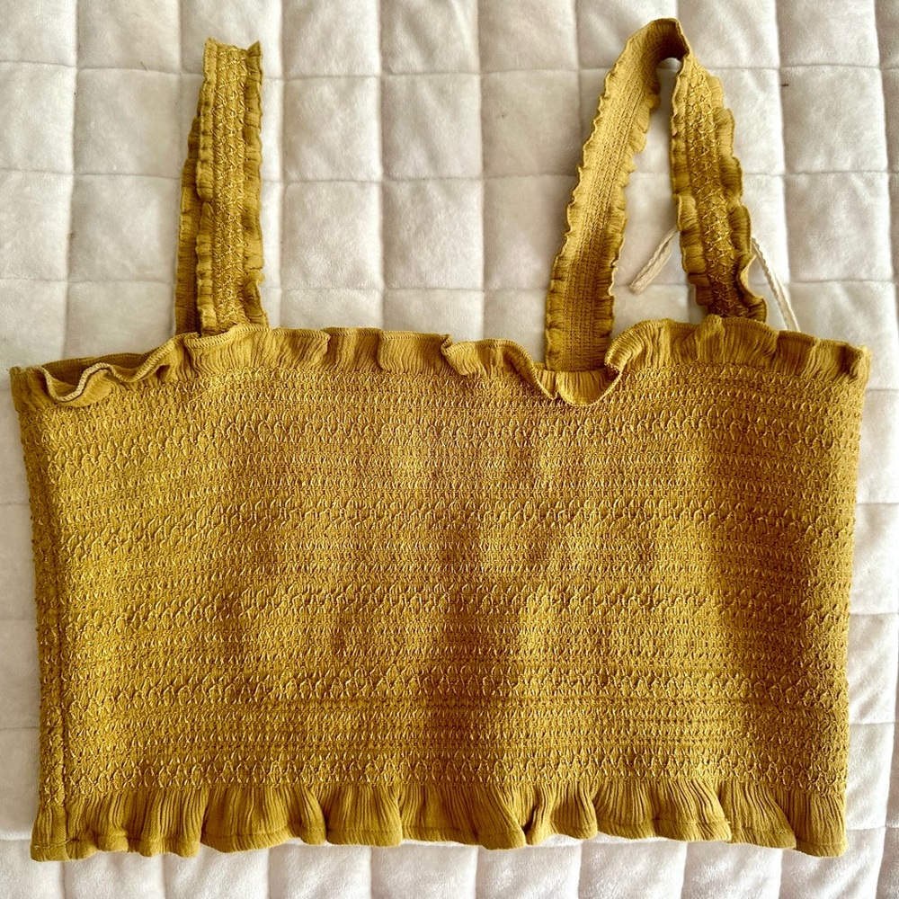 Free people mustard yellow crop top